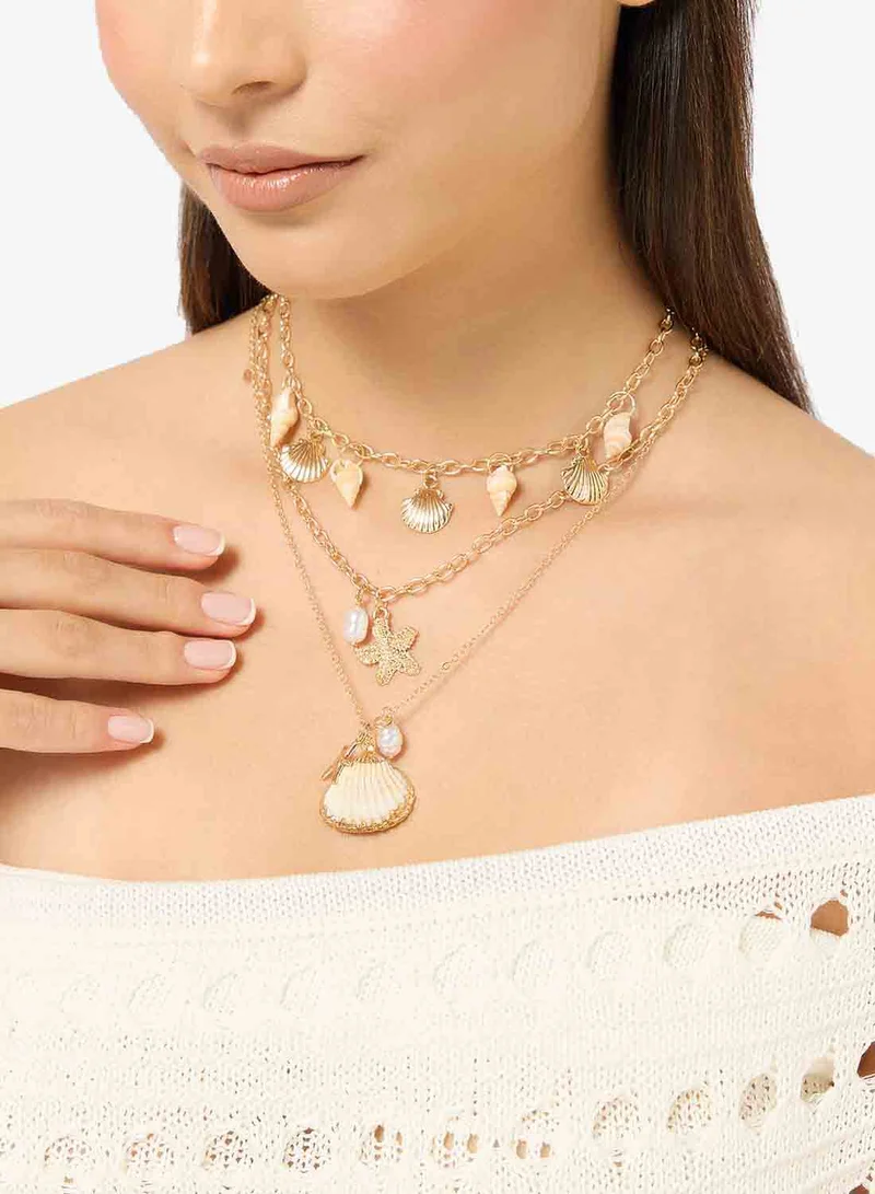 Ginger White Beach Inspired Beaded Gold Necklaces for Women | Best Price UAE